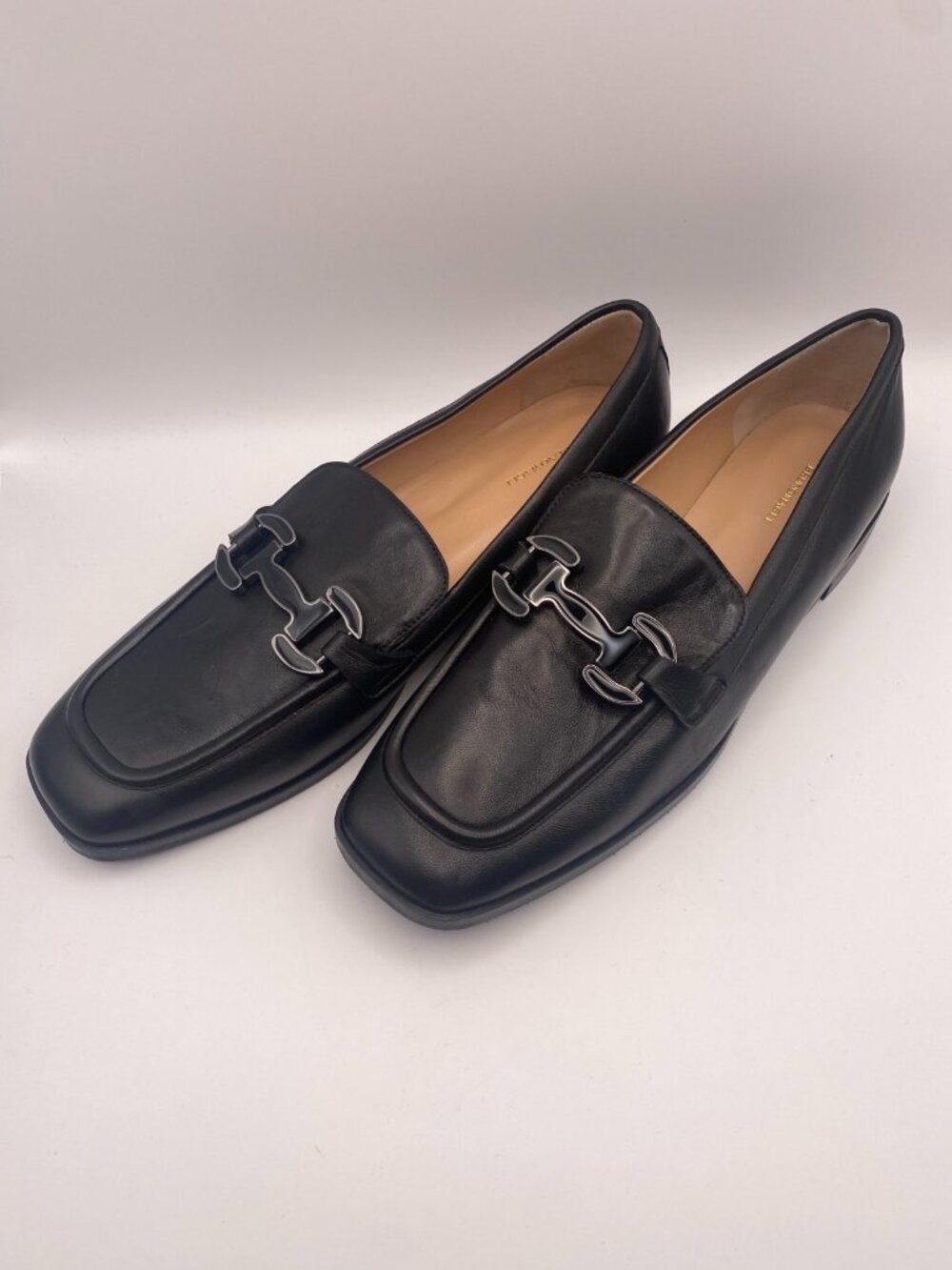Bruno Magli Women's Natalie Black Leather Square Toe Loafer Flats Sz 11